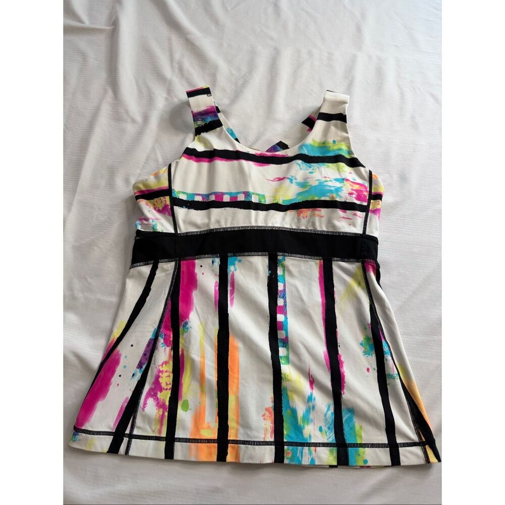 Lululemon Built In Bra Tank Top Multicolor Abstract Racerback Athletic Size 10